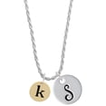 thumbnail image 1 of Delight Jewelry Goldtone Disc 1/2'' Initial - k - Silvertone Script Initial Disc - S - Charm Necklace, 20"+3", 1 of 4