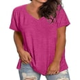 thumbnail image 2 of Luvrsol Plus Size Women Solid V-neck Basic Daily Wear T Shirt Womens Tops, XL-5XL, 2 of 7