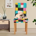 thumbnail image 4 of Yayeee 4 Pack Dining Chair Covers Stretch Parson Chairs Slipcovers Seat Protector, Blue Checkered Pattern, 4 of 6