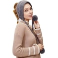 thumbnail image 1 of Winter Tie Knitting Warm Ear Protector Plush Hair Ball - Khaki, 1 of 5