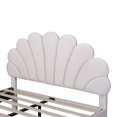 thumbnail image 6 of Gewnee Queen Size Upholstered Velvet Platform Bed Frame with Flower Pattern Headboard, Beige, 6 of 8