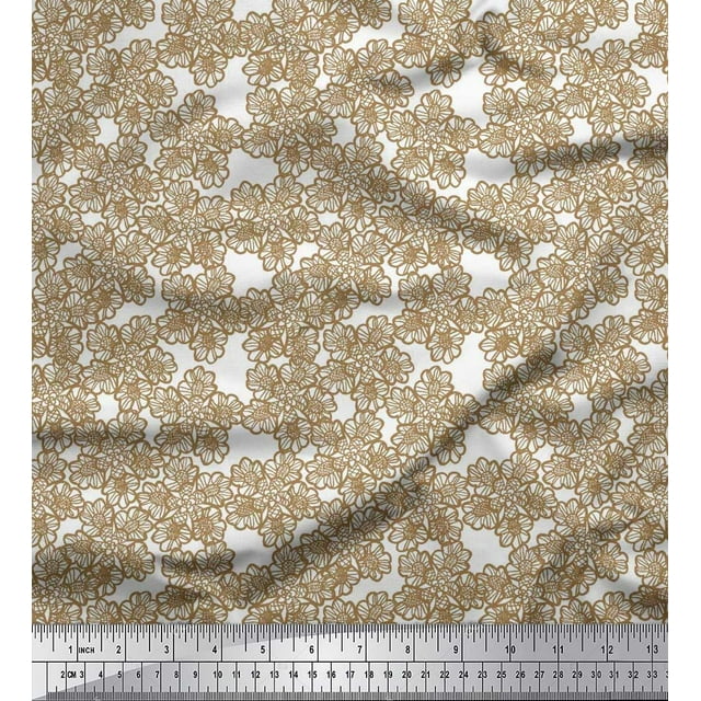 Soimoi polyester Crepe Fabric Artistic Floral Print Fabric by the Yard 42 Inch Wide