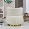 thumbnail image 3 of Tcbosik Swivel Barrel Chair, Modern Teddy Fabric Upholstered Armchair, Modern Accent Chair for Living Room, Reading Room, Bedroom, Cream, 3 of 10