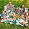 thumbnail image 7 of Elegant Green Floral Engraving Design Outdoor Picnic Blanket, Foldable Waterproof Beach Mat, Portable Beach Blanket for Beach Camping, Hiking, Family Concerts, 7 of 7