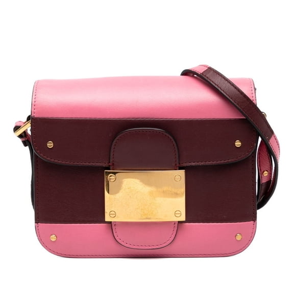 Pre-Owned Valentino shoulder bag in pink and wine red leather for women. (Good)