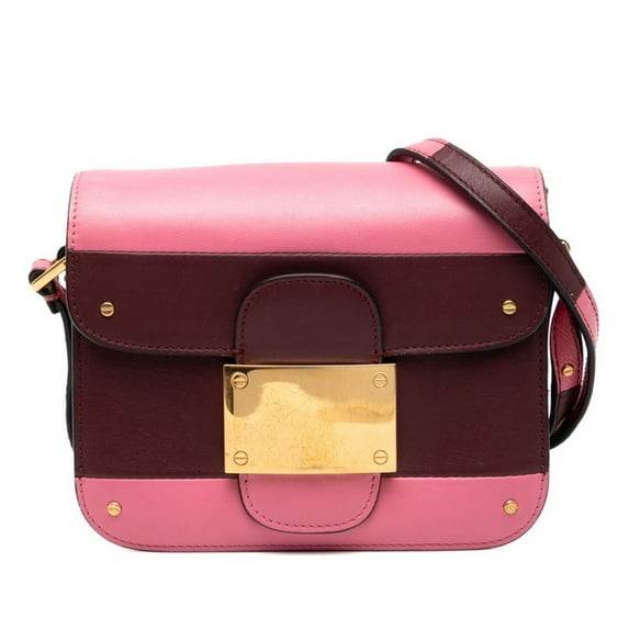 Pre-Owned Valentino shoulder bag in pink and wine red leather for women. (Good)