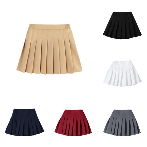 Krdevn Girls Elastic Side Waist Pleated Skirt, Skater Tennis Skirt with Built-in Shorts, Casual School Outfit for Back to School,4-5 Years