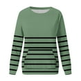 thumbnail image 4 of hotojiny Casual Sweatshirt for Women Long Sleeve Loose Crew Neck Pullover Tops Fall Fashion Striped Shirts with Pocket, 4 of 5