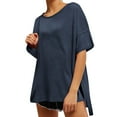 thumbnail image 2 of Ltctricy Women's Oversized T Shirts Short Sleeve Crew Neck High Low Hem Solid Color Soft Casual Tee Tops Summer Tunic Blouses, 2 of 7