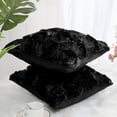 thumbnail image 3 of PiccoCasa 3D Satin Rose Throw Pillowcases 16"x16" Decorative Throw Pillow Covers Set of 2, Black, 3 of 8