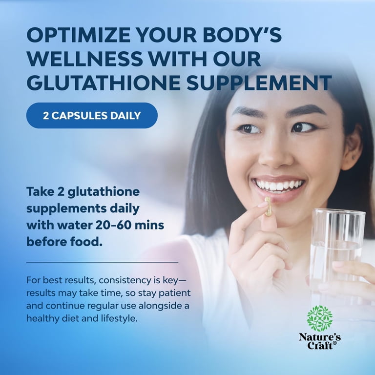 Natures Craft, Reduced Glutathione Supplement, 120 Capsules, Blue