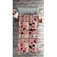 thumbnail image 2 of Ambesonne Coral Quilted Coverlet 2 Pcs, Heart Swirling Leaves, Twin Size, Coral Grey, 2 of 2