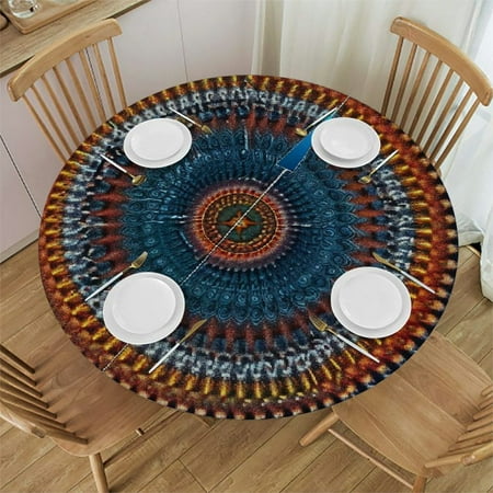 

Patifu Sacred Geometry Round Table Cover Stain Resistant Washable Indoor Outdoor Tablecloth Kitchen Dining Wedding Parties Full Width Single-Sided Printing 100% Polyester Fiber 42-46