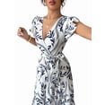 thumbnail image 3 of Women'S A Line Dress with Tie Waist Floral Print Beach Vacation Party Short Sleeve Ruffle Elegant Navy Blue M, 3 of 8