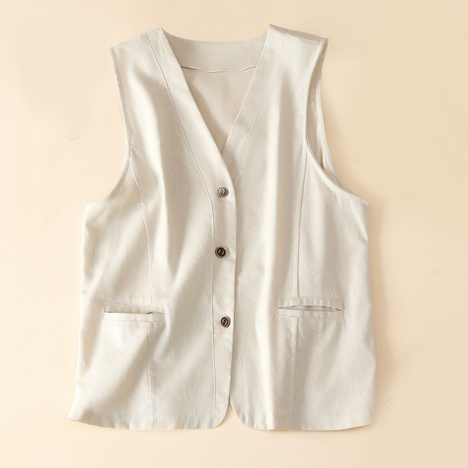 Amazon.com: LMSXCT Women's Cotton Linen Sleeveless Vest