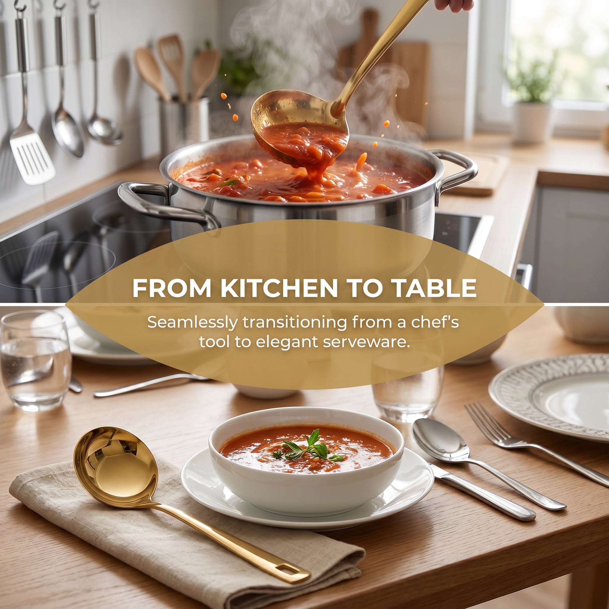 Unique Bargains Non Stick Heat Resistance Stainless Steel Soup Spoon 9.6" x 3"