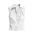 thumbnail image 4 of Miluxas Women's Sleeveless Button Down Blouse Collared Pleated Front Loose Tunic Shirts Work office Casual Tank Tops Lightweight Summer Outfit White, 4 of 9