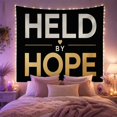 thumbnail image 2 of Held By Hope Quote on Black Background, Calming Minimalist for Positive Quote Lovers, Gold Hope Wall Art, Friendship Gift Tapestry Wall Hanging for Bedroom and Office, 2 of 7