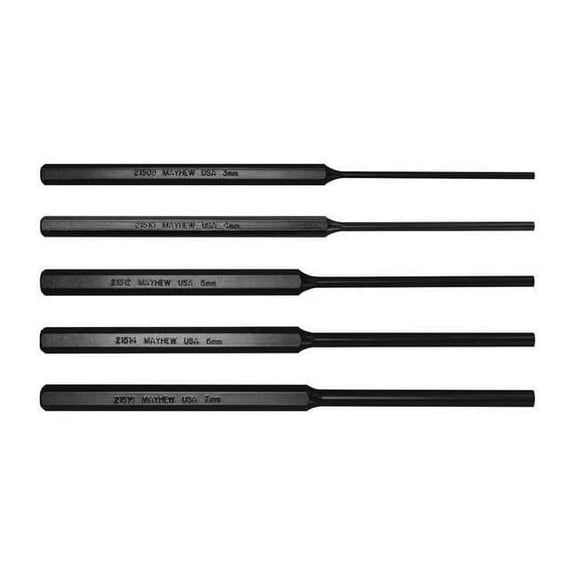 Mayhew Pin Punch Set,5-Piece,Steel 62082
