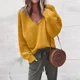 thumbnail image 5 of Nuevo suéter suelto de manga larga con cuello en V para mujer, suéter de otoño e invierno, suéter de punto de color sólido a la moda para mujer, 5 of 5