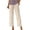 Beige, variant on Fashion Plus Size Casual Pants for Womens Summer Cotton and Linen Solid Color Ruffle Elastic Waist High Waist Long Pants
