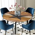 thumbnail image 5 of Elastic Fitted Round Tablecloth, Texas Star Vintage Waterproof Stretch Table Cover for 55"-60" Tables, Berry Yellow Brown Wooden Washable Outdoor Tablecloths for Patio, Picnic, Camping, 5 of 9
