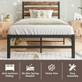 thumbnail image 2 of SESSLIFE Twin Bed Frame Platform with Headboard, Metal Beds Steel Slat Support with Under Bed Storage Space, No Box Spring Needed, Heavy Duty, Bronze, 2 of 9
