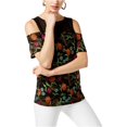 thumbnail image 1 of INC Blusa de punto bordada para mujer, negra, mediana, 1 of 2
