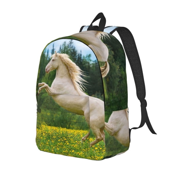 Easygdp Horse Rearing Up In The Field Mochila de Lona Resistente para Laptop, Compatible con Laptops de 15 a 17 pulgadas, Ideal para Escuela, Trabajo y Viajes-Medium