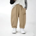 thumbnail image 3 of Jalioing Toddler Kids Cargo Pants Elastic Waist Plain Casual Pants Boys Girls Fashion Loose Wide Leg Pants with Pocket, 3 of 6