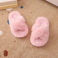 thumbnail image 6 of Yindaity Kids House Slippers Girls Fluffy Cute Fuzzy Slippers - Open Toe Warm Fur Slides Cross Band Plush Slip on House Indoor Slippers(Pink,28), 6 of 6