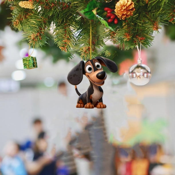 Percha Navideña para Coche con Forma de Perro, Bonita Decoración Acrílica, Diseño Artesanal, Ideal para Coche y Oficina, Vibrante y Divertida, Ideal para Regalar En Navidad, Tamaño 8 X 0,4 Cm.