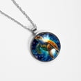 thumbnail image 4 of Turtle Elegant Glass Circular Pendant Necklace Statement Jewelry, 4 of 5