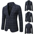 thumbnail image 2 of LIUJUNSHOP Relaxed Fit Men's Formal Jacket Blazer Mens Autumn Winter Slim Fit Retro Plaid Suit Jacket with Buckle Pocket for Daily Business Casual Wear, 2 of 9