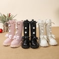 thumbnail image 7 of Girls Boots,Children Casual Boots Fashion Autumn for Girls Flat Comfortable PU Boots for School,Toddler Girl Booties,04 Beige,7-8 Years, 7 of 7