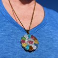 thumbnail image 2 of Rainbow Flower Happy Face CZ Sunflower Pendant Gold Plated Stainless Steel Cuban Link Chain Necklace 24", 2 of 11