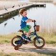 thumbnail image 4 of Rully 14 inch Boys Bike with Training Wheels, Kids Bicycle with Coaster and Hand Brake, Basket, Steel Frame, Ages 3-5, Green, 4 of 6