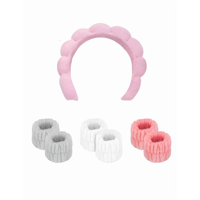 Kit Diademas Xtellar Para Maquillaje Y Muñequeras Color Rosa