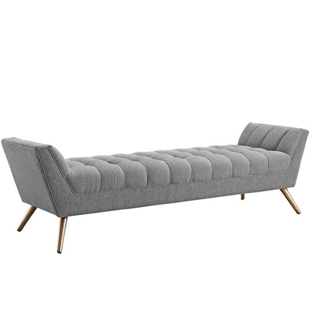 Hawthorne Collections Fabric Bedroom Bench in Expectation Gray