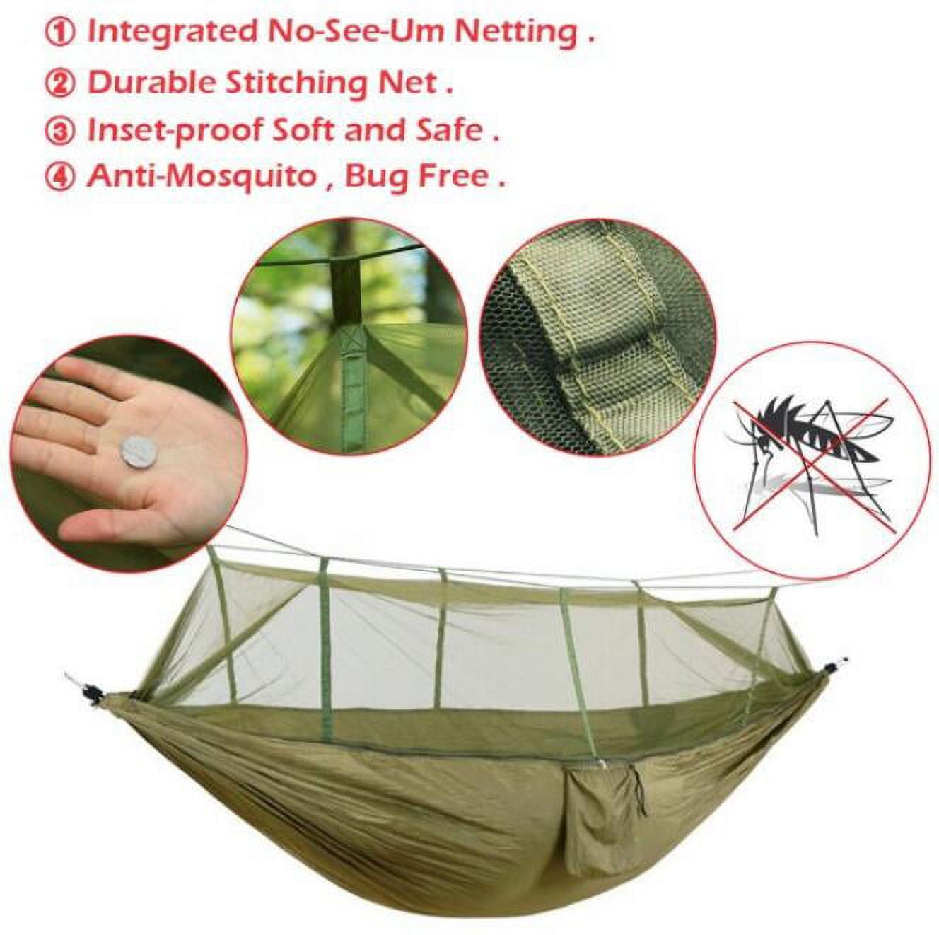 Portable Camping Hammock with Net, AYAMAYA 2 Person lightweight Nylon Hammock Tent Hold Up to 440lbs for Backpacking Hiking Travel
