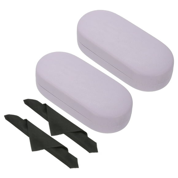 Estuche duro para gafas Uxcell, 2 paquetes, estuche grande de cuero PU, organizador de gafas de sol con grano de lichi, púrpura
