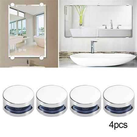 

4*Mirror Clips Zinc Alloy Glass Clips Clamps Holder Round Wall Mounting Clip