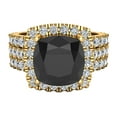 thumbnail image 4 of 18K Gold Wedding Ring Set for Women Cushion Cut Black Diamond Halo Ring 3.85 Carat (G,VS1), 4 of 5