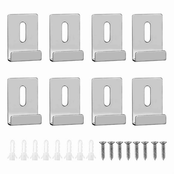 8Pcs Mirror Clips for Wall Mounting, Metal Holder Hooks Frameless Wide Channel Retainer