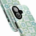 thumbnail image 3 of Tropical Checkerboard iPhone Case – Green Palm & Hibiscus Print Aesthetic Cover for iPhone 16 15 14 13 12 11 (Pro, Max, Plus), 3 of 5