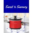 thumbnail image 3 of Betty Crocker 0.7-Quart Mini Slow Cooker, Chocolatier & Simmer Pot, Electric Pot with Removable Stoneware Crock, Cool Touch Handles, Tempered Glass Lid, Perfect for Fondue & Dips, BC-2555R, Red, 3 of 7