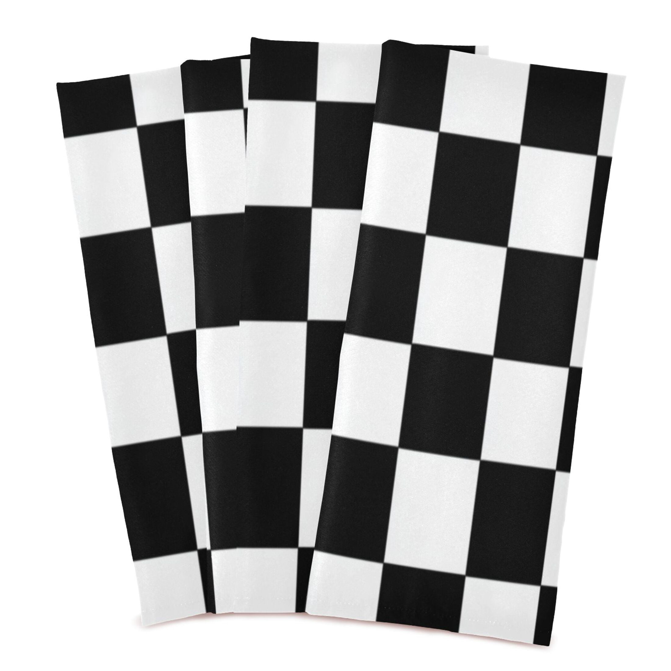 Multi-Purpose Kitchen Towels 28x18 Inch Dishcloths with Hanging Loop Decorative and Practical Towels for Kitchen, Dining Black and White Check