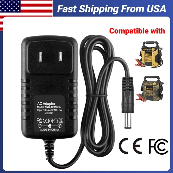 12V Jump Starter Charger Compatible with Start Maxx Car Camo Jump Starter, Power Cord AC Adapter for Ever Start Max J7CCE J7CE 800A 800