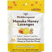 Wedderspoon Manuka Honey Immunity Lozenges with Epicor, Zinc, Vitamin C  Lemon & Ginger, 2.6 Oz (Pack of 1), Boosts Immunity Within Two Hours