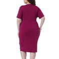 thumbnail image 4 of DARING DIVA Plus Size V Neck Ruched Wrap Belt Dress 2X Burgundy, 4 of 6